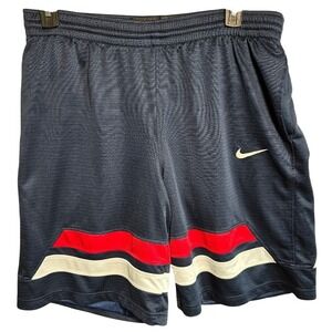 Nike Basketball Shorts Mens Large Navy Blue Red White Striped Mesh Athletic Gym